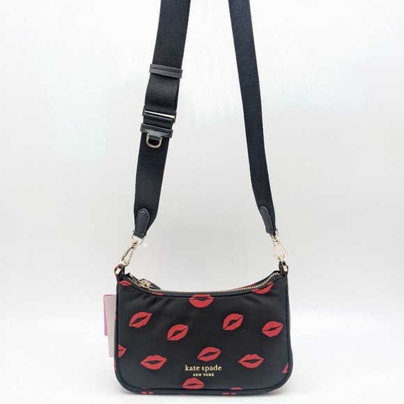 ❣️🎉HOST PICK🎉❣️Kate Spade The Little Better Sam Kisses Crossbody Bag Black/Red - Picture 4 of 11